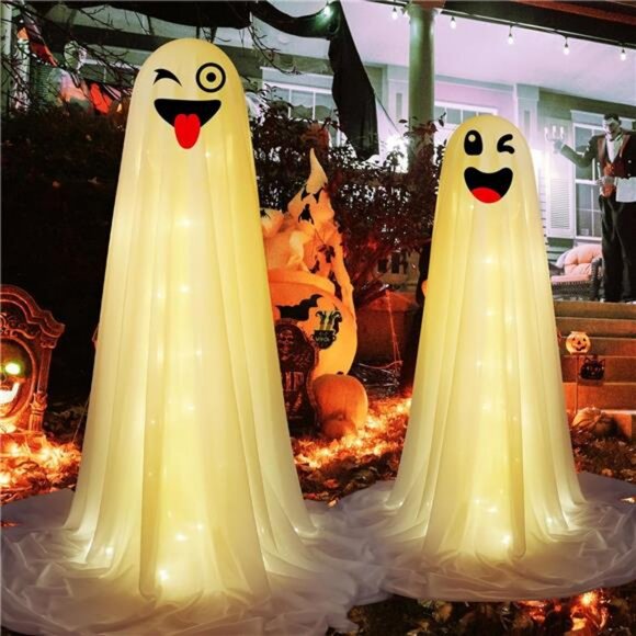 Halloween Ghost Decorations, 2 Pcs Light Up Ghost Kit, Cute Ghost Decoration - Picture 1 of 7
